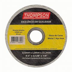 DISCO CORTE INOX 4.1/2X1X22,2 - THOMPSON