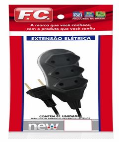 EXTENSAO ELETRICA NEW POP 2X0,75 3M 2P PRETO - FC