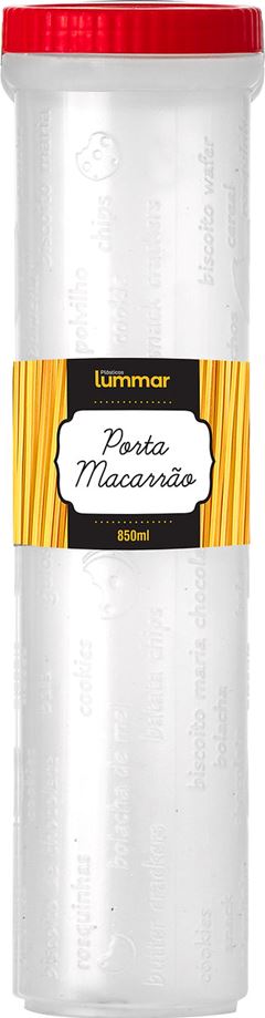 POTE TRANSPARENTE MACARRAO 850ML TAMPA VERMELHA - LUMMAR