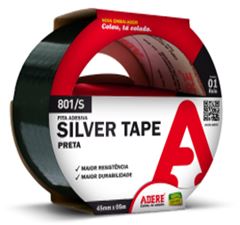 FITA ADESIVA TAPE SILVER PRETO 45MMX5M - ADERE